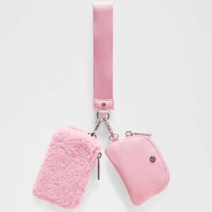 Lululemon - Pink Fuzzy Dual Pouch Wristlet